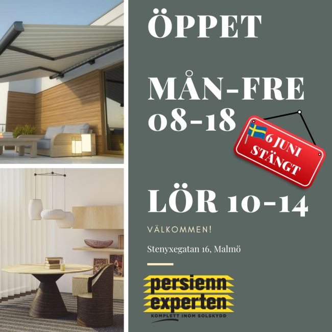 Persiennexperten öppettider 6 juni