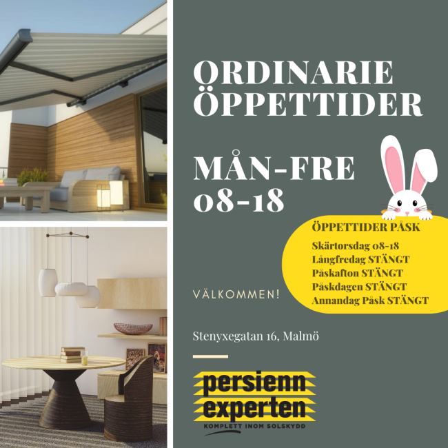 Persiennexperten öppettider påsk